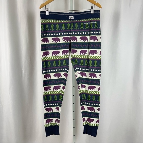 Lazy One Large Bear Pine Cabin Pj Leggings Pants Ridge Tahoe Lake Tahoe Nature - Picture 1 of 7